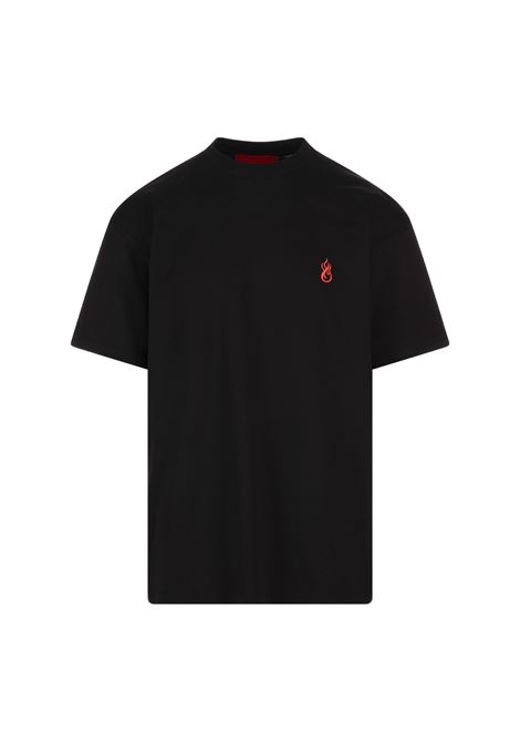 T-Shirt Nera Con Fiamma Rossa Sul Petto VISION OF SUPER | VS01070NERO